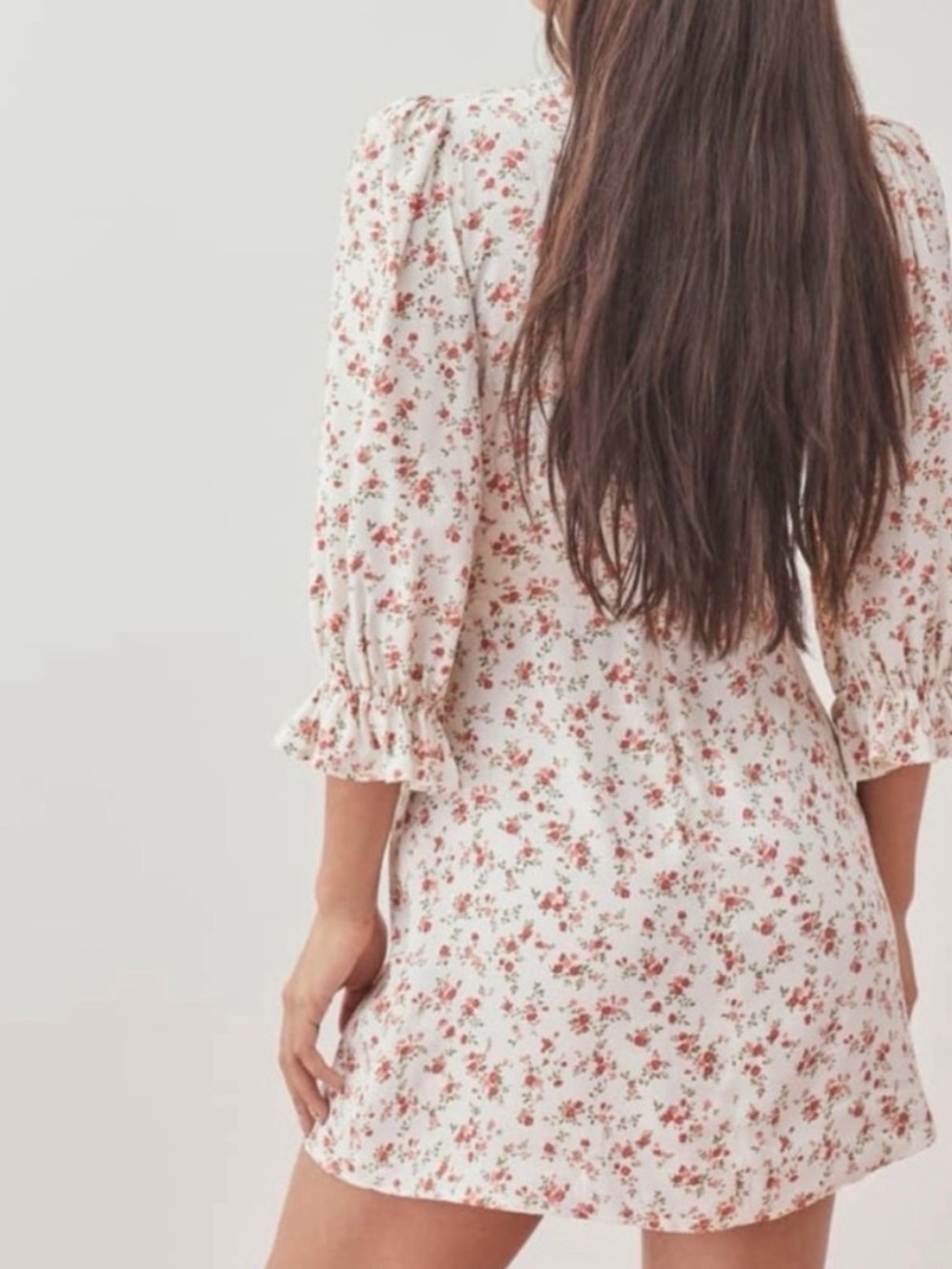 Reformation Marina White Mini Dress with Pink and Red Floral Print - Picture 2 of 7